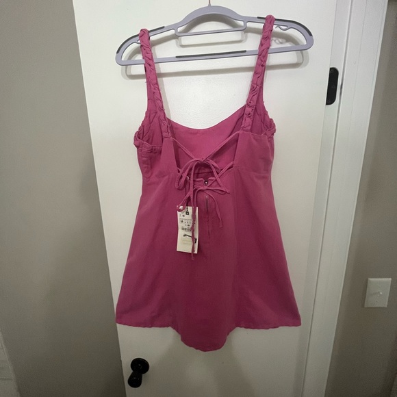 ZARA Pink Linen Blend Mini Dress-NWT - Picture 5 of 7